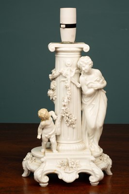 Lot 118 - A Dresden style porcelain table lamp