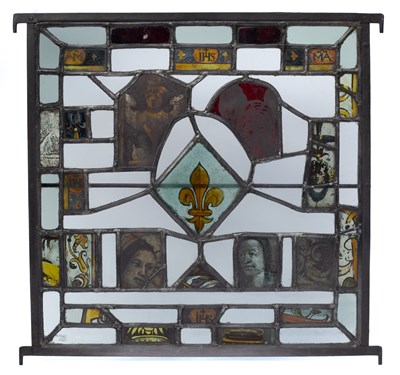 Lot 581 - A leaded stained glass panel