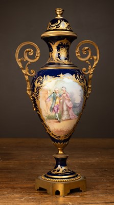 Lot 224 - A Sevres porcelain pedestal vase