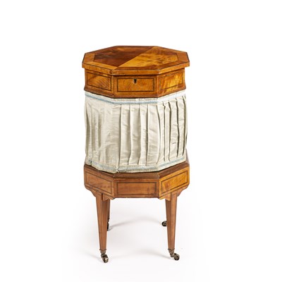 Lot 203 - A 19th century satinwood octagonal sewing...