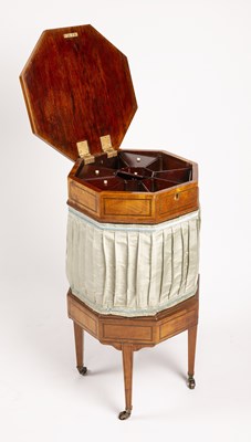Lot 203 - A 19th century satinwood octagonal sewing...