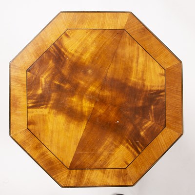 Lot 203 - A 19th century satinwood octagonal sewing...