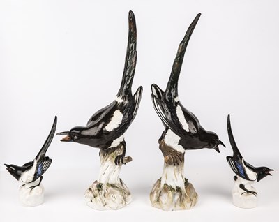 Lot 100 - A pair of late 19th century Meissen magpies ,...