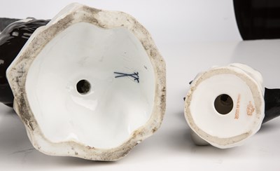 Lot 100 - A pair of late 19th century Meissen magpies ,...