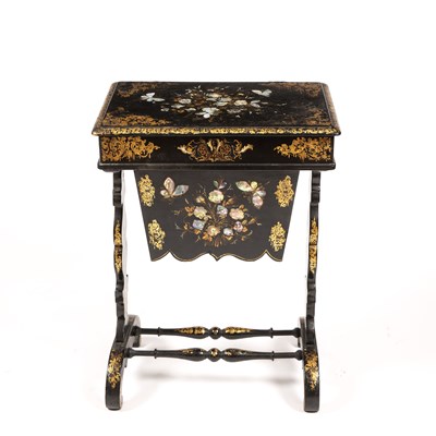 Lot 101 - A Victorian lacquered Papier mache and mother...