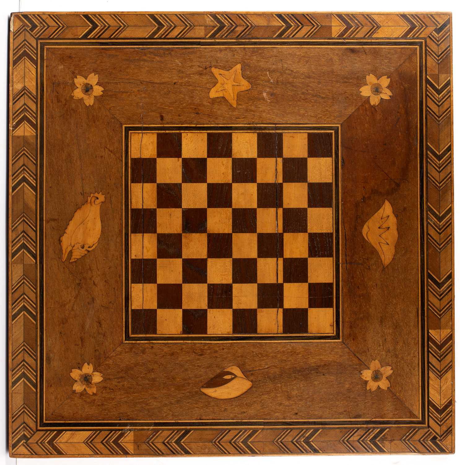 Lot 117 - A 19th century marquetry inlaid chess board...