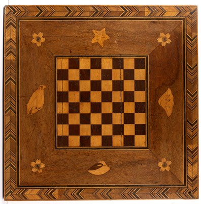 Lot 117 - A 19th century marquetry inlaid chess board...