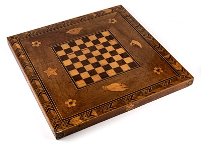 Lot 117 - A 19th century marquetry inlaid chess board...