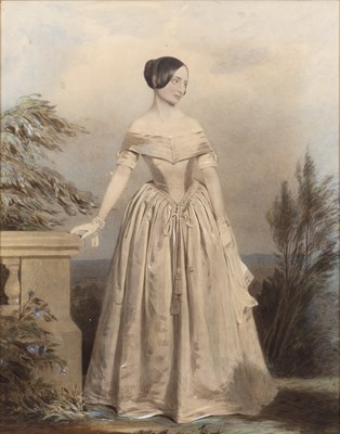 Lot 195 - A Victorian full length portrait of a lady in...