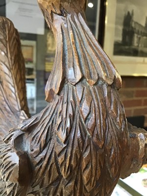 Lot 196 - A French carved pine model of a cockrel, 23cm...