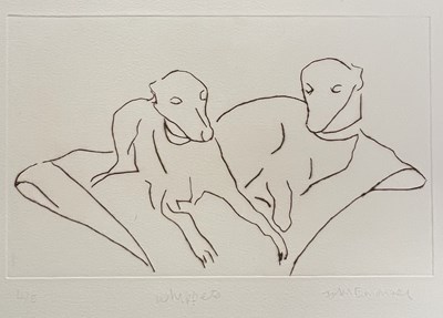 Lot 140 - John Emanuel (b.1930) Whippets 4/5, signed,...