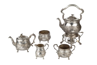 Lot 645 - A matched silver five piece tea service,...