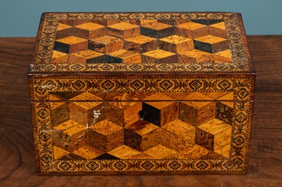 Lot 456 - A 19th century Tunbridge ware tea caddy