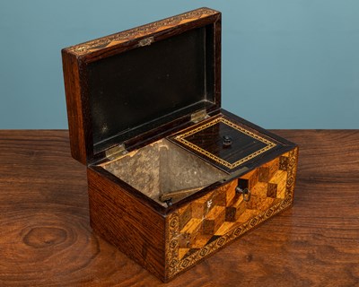 Lot 456 - A 19th century Tunbridge ware tea caddy