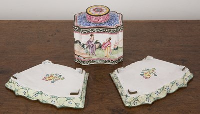 Lot 423 - Enamel tea caddy Chinese, 19th Century painted...