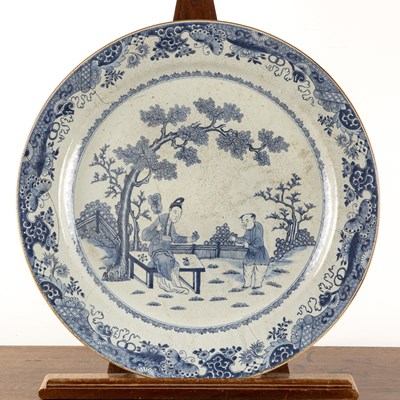 Lot 7 - Large Export blue and white porcelain charger...