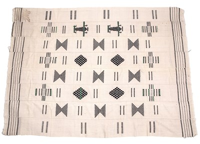 Lot 182 - A Ghana white cotton strip woven cloth with...