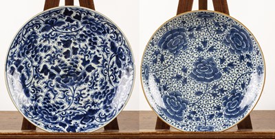 Lot 17 - Two blue and white porcelain chargers Chinese,...