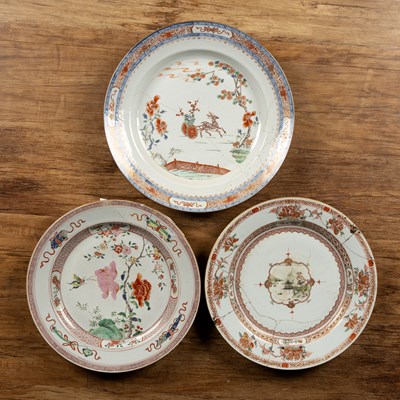 Lot 112 - Three polychrome export chargers Chinese, 18th...