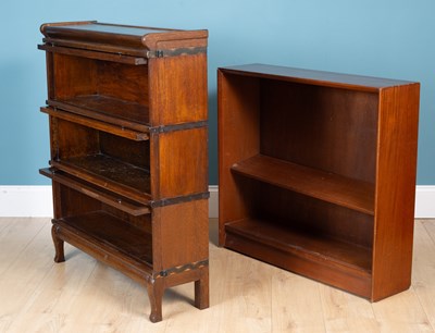 Lot 476 - A Globe Wernicke stacking bookcase together with a Herbert E Gibbs teak open bookcase
