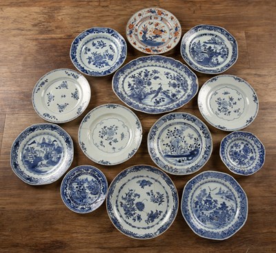 Lot 350 - Thirteen blue and white plates and dishes...