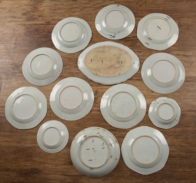 Lot 350 - Thirteen blue and white plates and dishes...