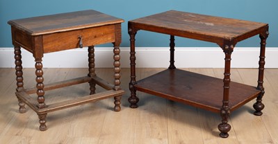 Lot 479 - A Continental fruitwood occasional table together with a mahogany two-tier occasional table