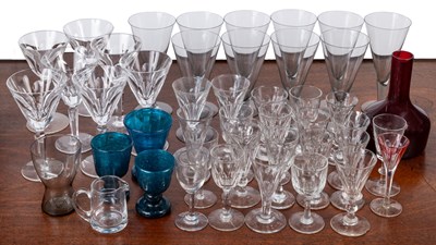 Lot 383 - A collection of various wine glasses, sherry glasses, etc