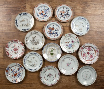 Lot 283 - Fifteen various famille rose and other plates...