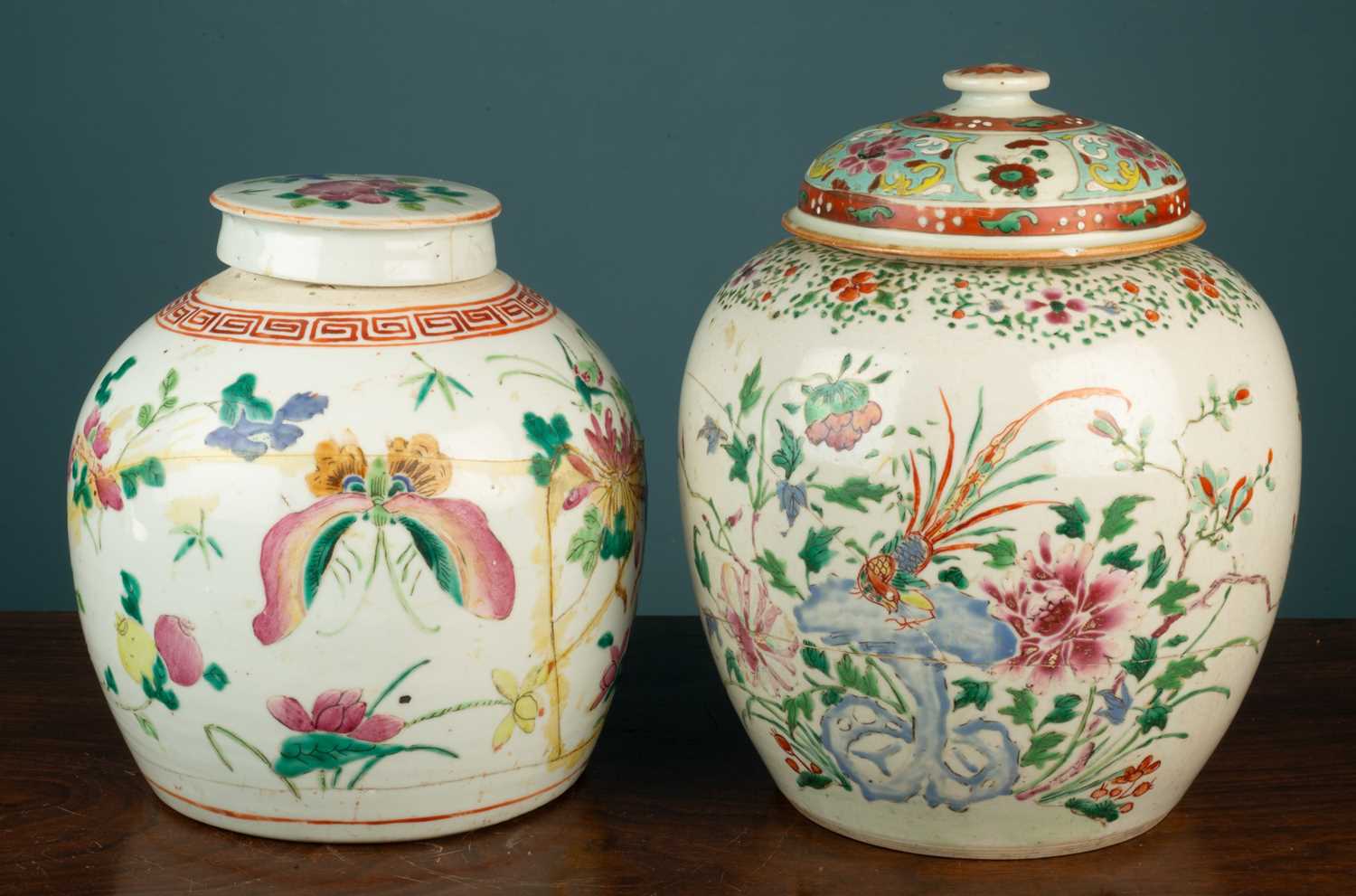 Lot 557 - Two antique Chinese ginger jars