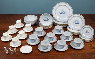 Lot 114 - A Spode tradewinds blue breakfast service; together with a Royal Standard bone china set of six cups and saucers