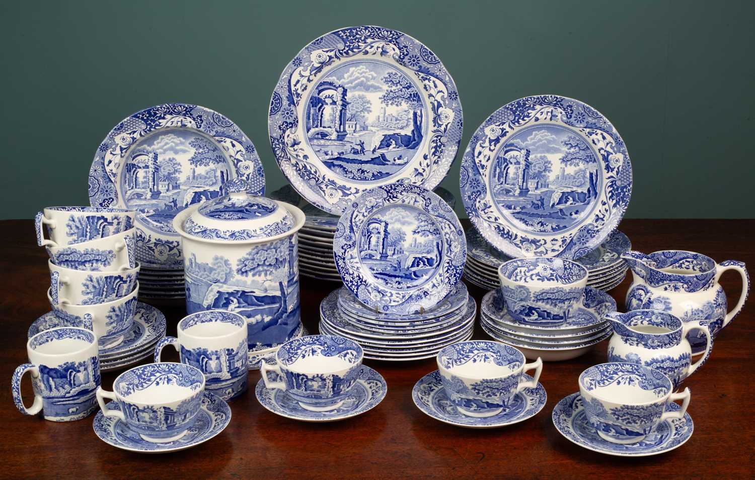 Lot 120 - A Spode Italian blue and white transfer printed part dinner and tea service