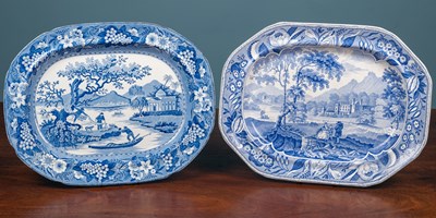 Lot 121 - Two 19th Century blue and white transfer-printed meat plates