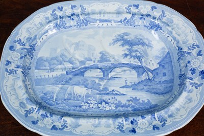 Lot 123 - A 19th century blue and white transfer printed meat platter