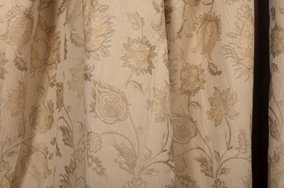 Lot 289 - Two pairs of cream curtains together with two matching pelmets and four swags