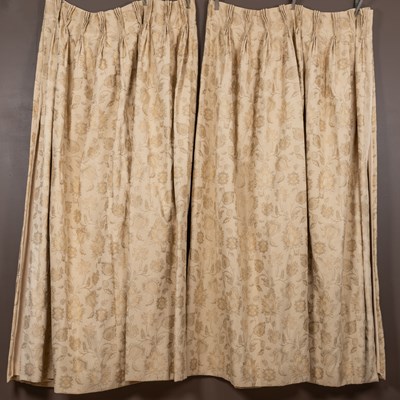 Lot 289 - Two pairs of cream curtains together with two matching pelmets and four swags