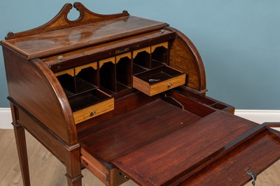 Lot 454 - A 20th century reproduction Regency style cylinder desk