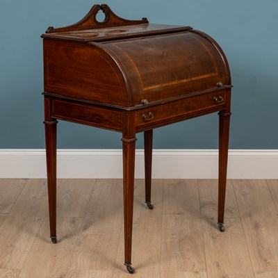 Lot 454 - A 20th century reproduction Regency style cylinder desk