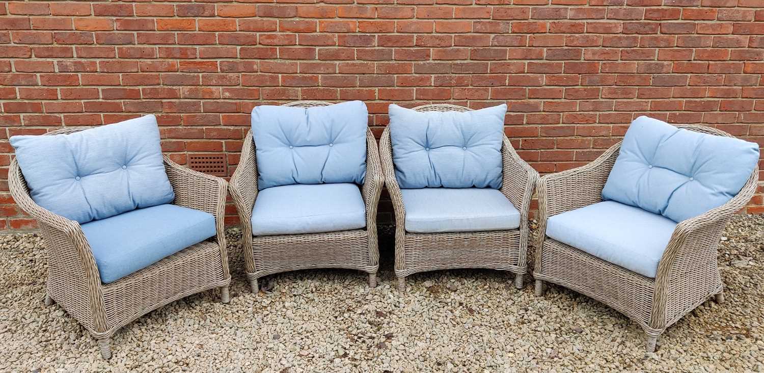 Lot 547 - A set of four Lloyd Loom style wicker armchairs