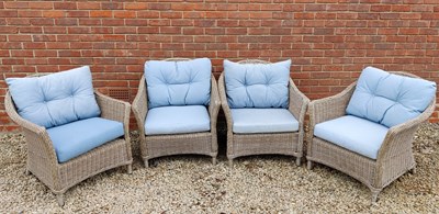 Lot 547 - A set of four Lloyd Loom style wicker armchairs