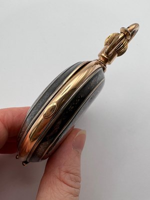 Lot 232 - A bi-colour hunter chronograph pocket watch,...
