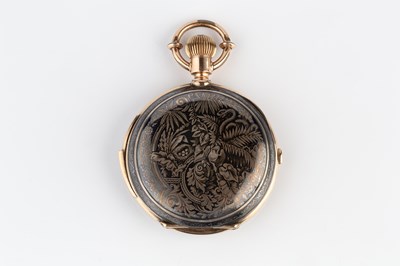 Lot 232 - A bi-colour hunter chronograph pocket watch,...
