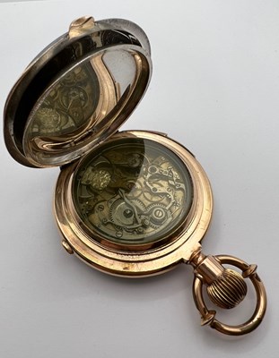 Lot 232 - A bi-colour hunter chronograph pocket watch,...