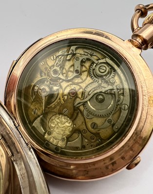 Lot 232 - A bi-colour hunter chronograph pocket watch,...