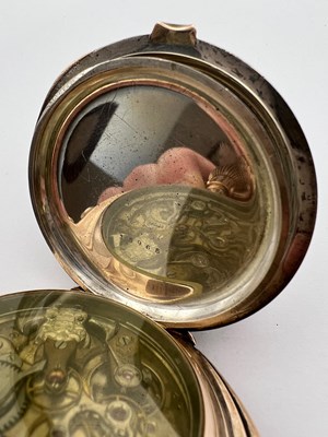 Lot 232 - A bi-colour hunter chronograph pocket watch,...
