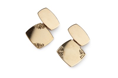 Lot 114 - A pair of 9ct gold cufflinks, the...
