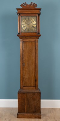 Lot 553 - An 18th century thirty-hour country-made oak longcase clock