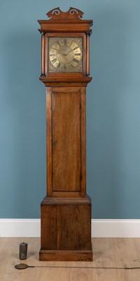 Lot 553 - An 18th century thirty-hour country-made oak longcase clock