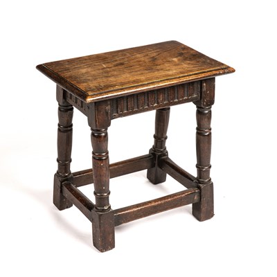 Lot 235 - An early 20th century oak joint stool, 17th...