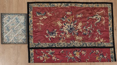 Lot 448 - Two Chinese embroidered silks with floral...